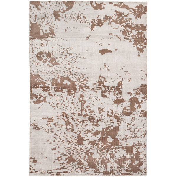 Sari Silk Dark Brown/ Light Grey Sari Silk Abstract Rectangular Rug (5'2 X 7'9)