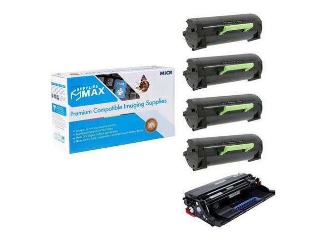 SuppliesMAX Compatible MICR Replacement for Dell B5460DN/B5465DNF Drum/High Yield Toner Value Combo Pack (1-Drum Unit/4-Toners) (331-9797 4PKVB)