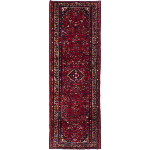 ECarpetGallery Hamadan Red Wool Hand-knotted Runner Rug (3'5 X 10'0)