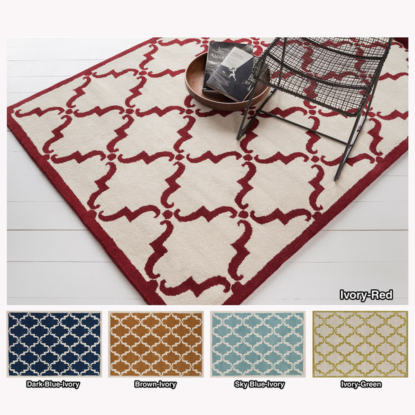 Artist's Loom Hand-tufted Moroccan Geometric Wool Rug (5'x7') (brown - 5' X 7')