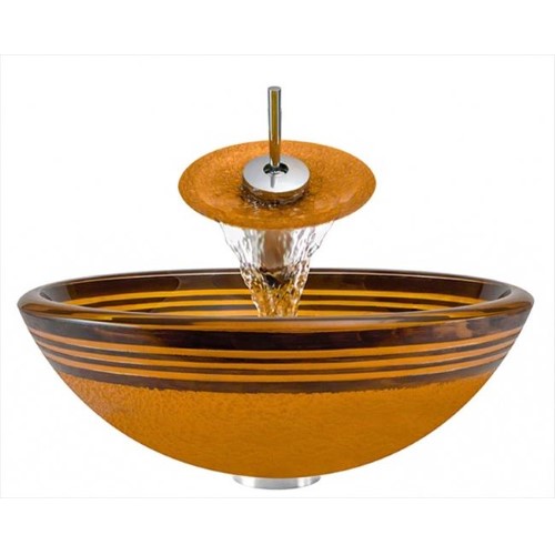 615 Glass Sink, Chrome Faucet, Sink Ring, and Pop-up Drain