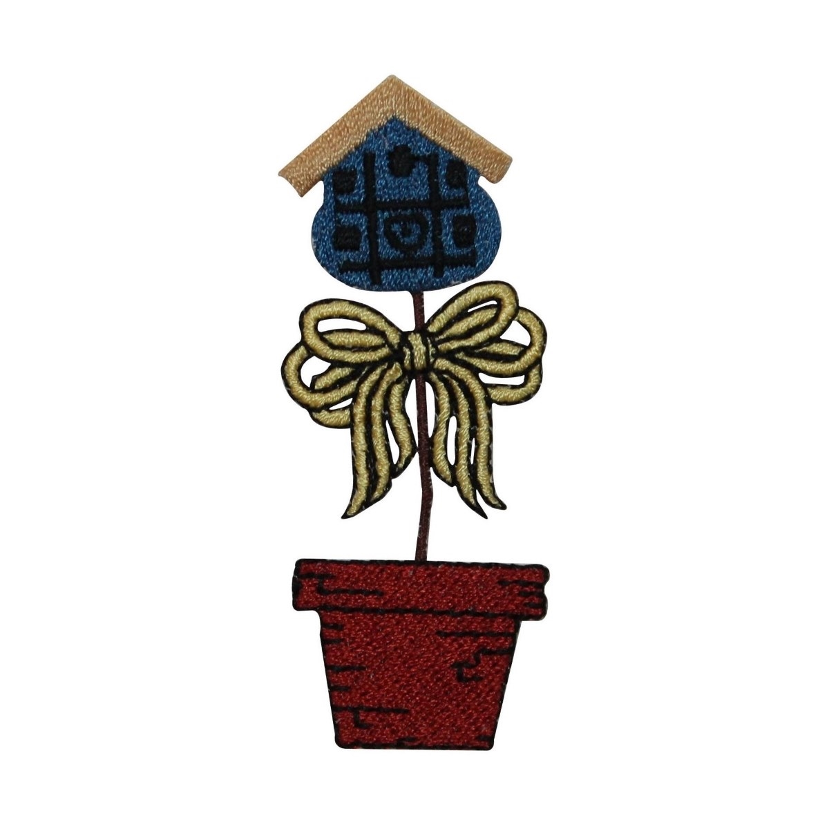ID 7263 Potted Bird House Patch Plant Garden Craft Embroidered Iron on Applique