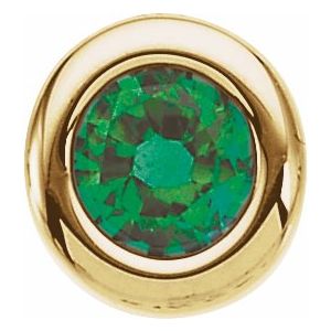14K Yellow 4 Mm Round Imitation Emerald Birthstone Slide Pendant  14K Yellow  May  Polished  Birth of Child Bs Pend Slide Weight  0.66 DWT (1.03 Grams