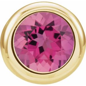 14K Yellow 5 Mm Imitation Pink Tourmaline Birthstone Slide Pendant  14K Yellow  October  Polished  Birth of Child Bs Pend Slide Weight  0.8 DWT (1.24