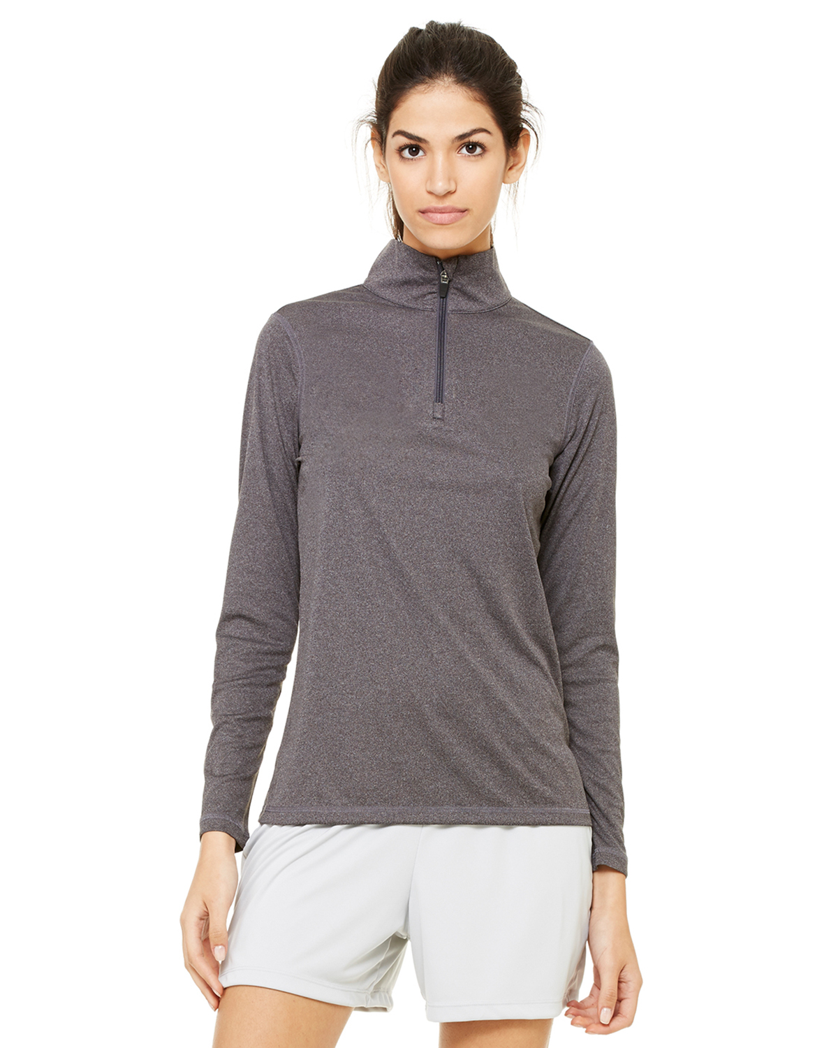 All Sport Womens Quarter-Zip Lightweight Pullover, M, Dark Grey Heather