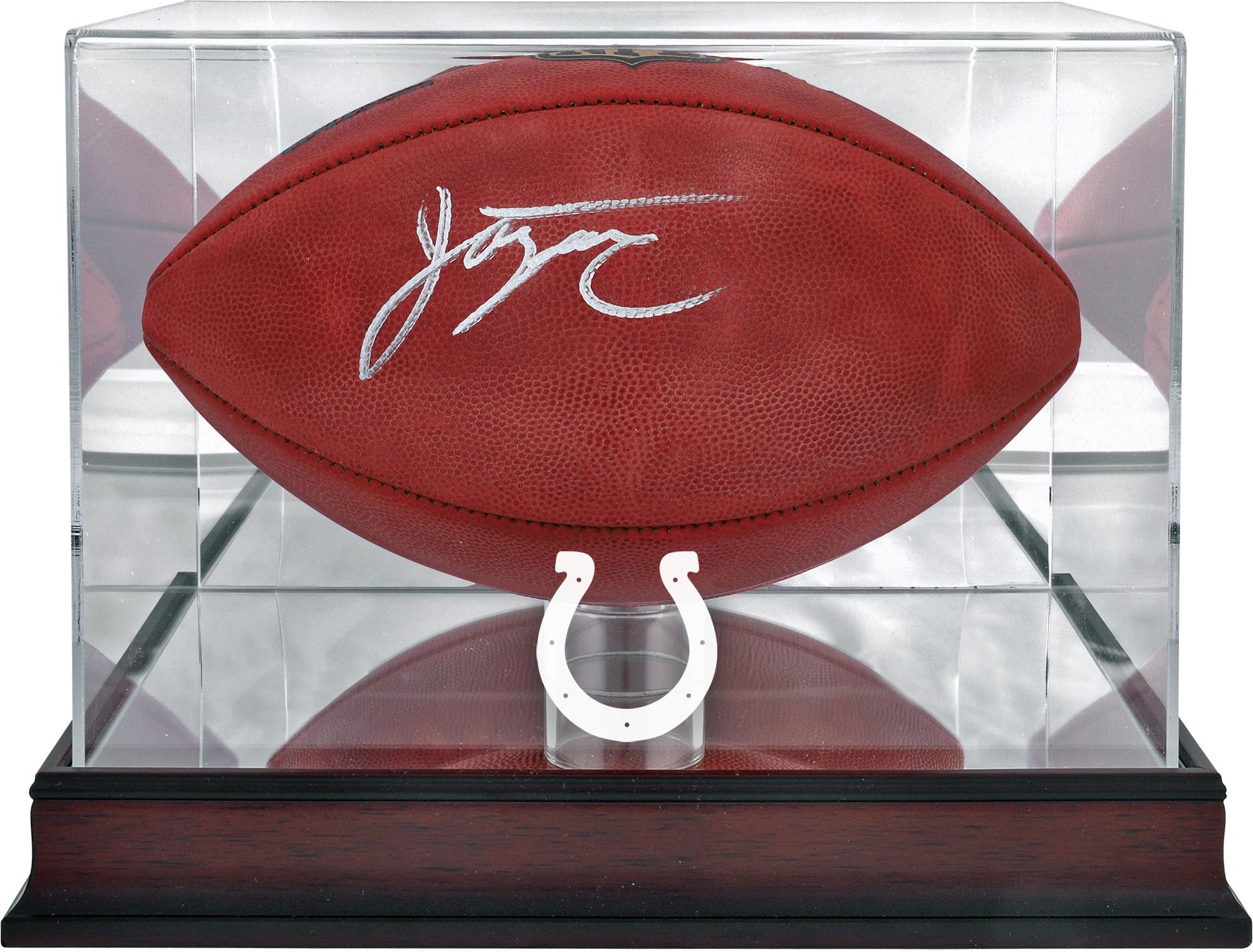 Jonathan Taylor Team TBD Autographed Duke Pro Football with Mahogany Base Team Football Display Case - EBay Exclusive - Fanatics Authentic Certified