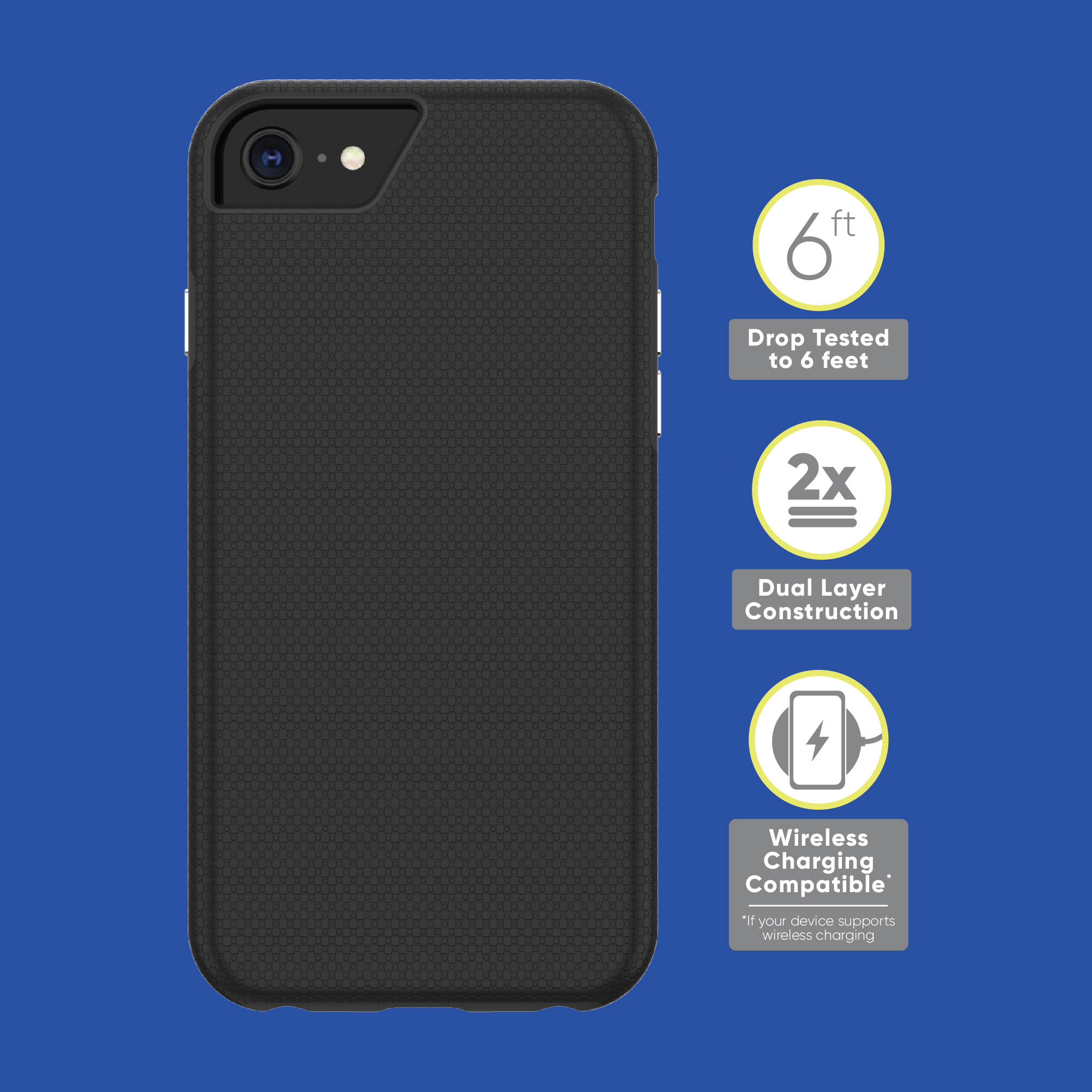 Photo 1 of  Onn. Dual-Layer Phone Case for iPhone 6 6s 7 8 SE 2020 SE 2022 - Black 