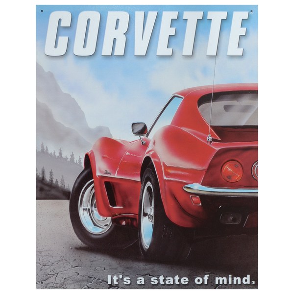 Vintage Metal Art 'Corvette' Decorative Tin Sign