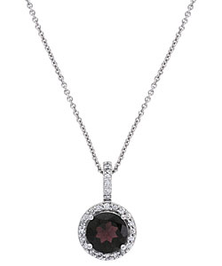 Glitzy Rocks Sterling Silver Garnet and Cubic Zirconia Necklace