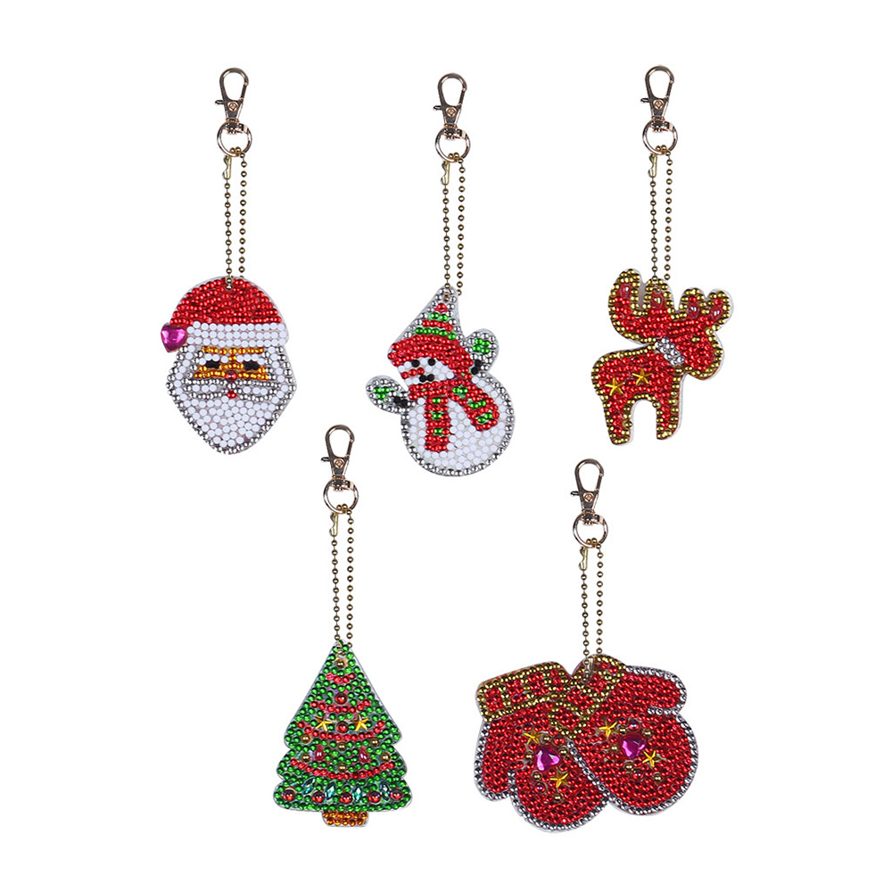 5D DIY Diamond Painting Keychain Pendant Christmas Key Ring Full Drill Special Shape Diamond Painting Kits for Girl Handbag Shoulder Bag Backpack Pend