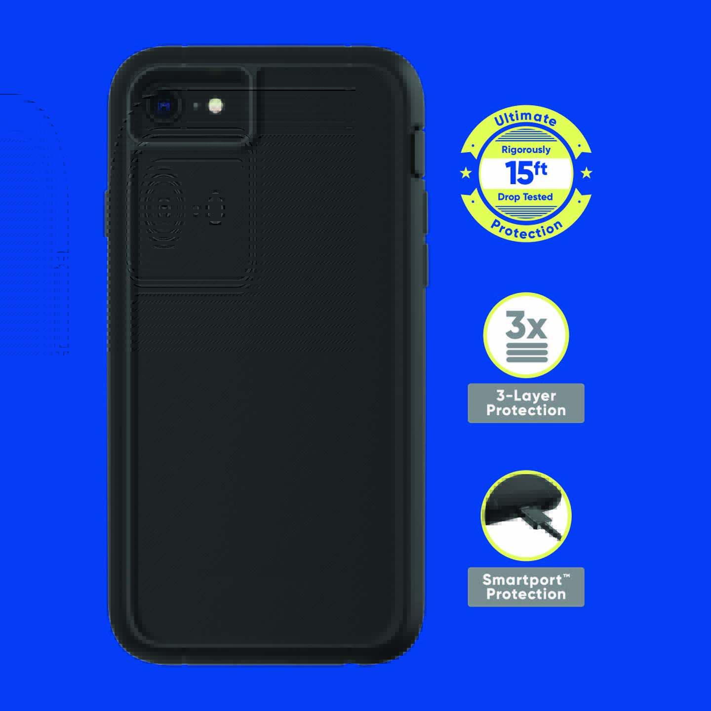 Photo 1 of Onn. Rugged Phone Case with Holster for iPhone 6 6s 7 8 SE 2020 SE 2022 - Black