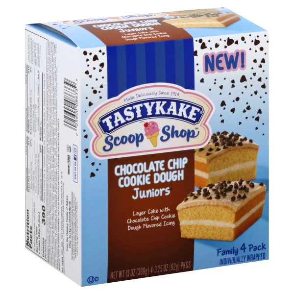 Diet info for JUNIORS, CHOCOLATE CHIP COOKIE DOUGH LAYER CAKE WITH