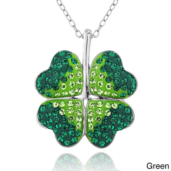 Crystal Ice Silvertone Four-leaf Clover Crystal Necklace with Swarovski Elements