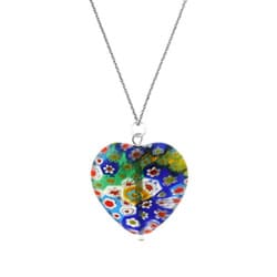 Glitzy Rocks Sterling Silver Venetian Glass Heart Necklace