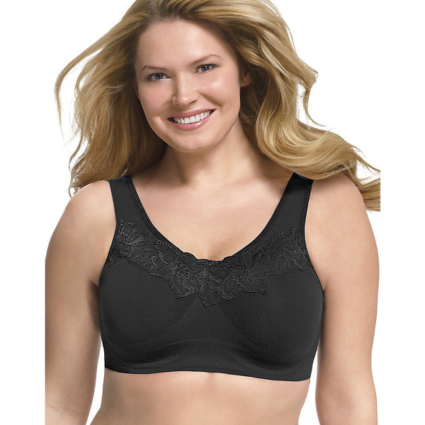 Just My Size Women's Black Nylon, Spandex Plus Size Wirefree Bra