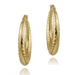 Mondevio 18k Gold Over Stainless Steel Textured Design Hoop Earrings
