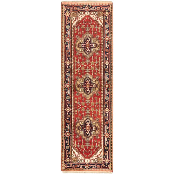 ECarpetGallery Serapi Heritage Brown Hand-knotted Wool Rug (2' X 8')