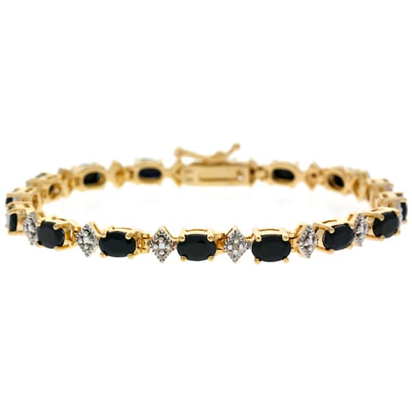 Glitzy Rocks 18k Gold Over Sterling Silver Sapphire Diamond Bracelet