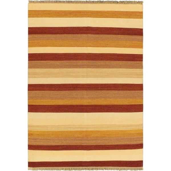 ECARPETGALLERY Flat-weave Fiesta Cream Wool Kilim - 5'7