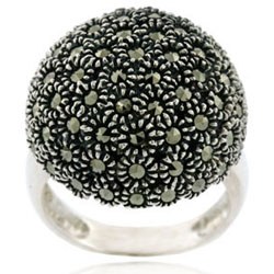 Glitzy Rocks Sterling Silver Marcasite Dome Ring (9)