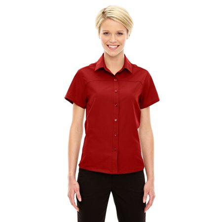 Ash City - North End Sport Red Ladies' Charge Recycled Polyester Performance Short-Sleeve Shirt - CLASSIC RED 850 - L 78675