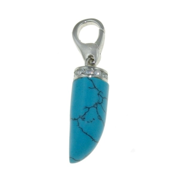 Isla Simone 925 Sterling Silver Sky Blue Enamel Italian Horn Charm