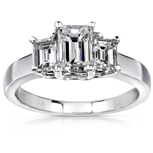 Annello by Kobelli 14k White Gold 1 5/8ct TDW Emerald-cut Diamond Ring ( H-I, SI )