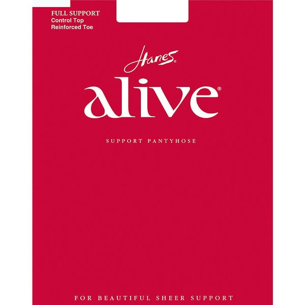 Hanes Women's Alive White Nylon/Spandex Control-top Reinforced-toe Pantyhose