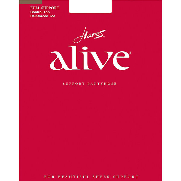 Alive Women's Barely There Full Support Control Top Reinforced Toe Pantyhose