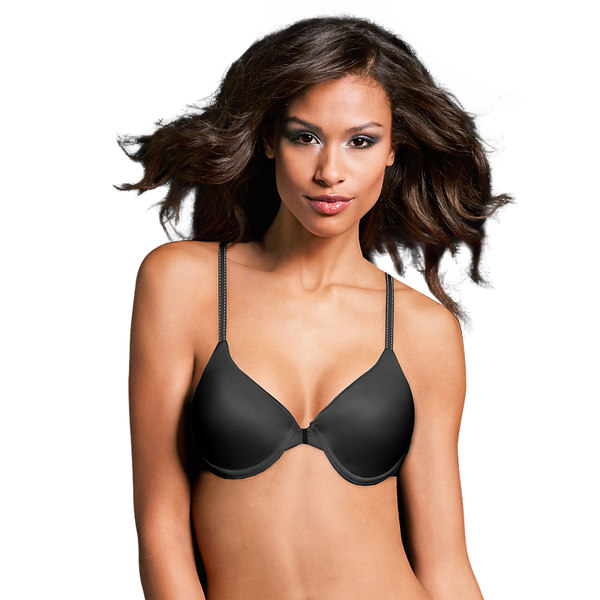 Comfort Women's Black with Beige Body Devotion Demi T-back Bra