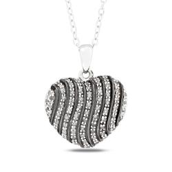 Miadora Sterling Silver 1/4ct TDW Diamond Heart Necklace