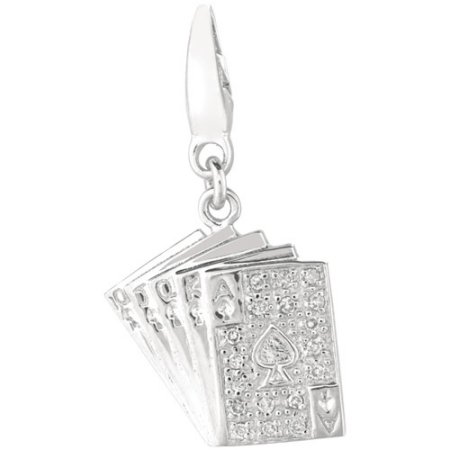 Sterling Silver 1/10ct TDW Diamond Playing Cards Charm