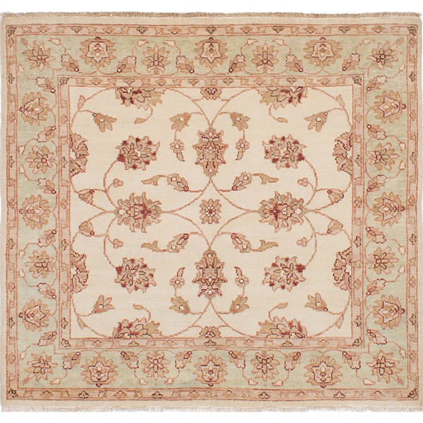 Ecarpetgallery Hand-Knotted Chubi Collection Ivory  Wool Rug (5'8 X 5'2)