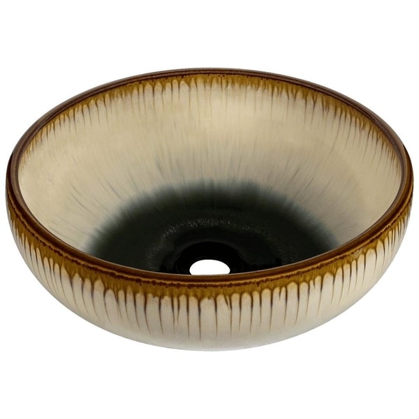 MR Direct Ceramic Vessel Sink in White and Black with 726 Faucet and Pop-up Drain in Antique Bronze