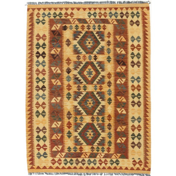 Ecarpetgallery Hereke Kilim Orange Wool Kilim Rug (Orange Wool Kilim (4'4 X 5'10))