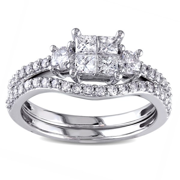 Miadora Signature Collection 14k White Gold 1ct TDW Diamond Bridal Ring Set (7.5)
