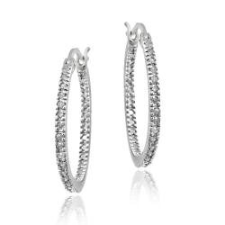 DB Designs Sterling Silver 1/4ct TDW Diamond Round Hoop Earrings