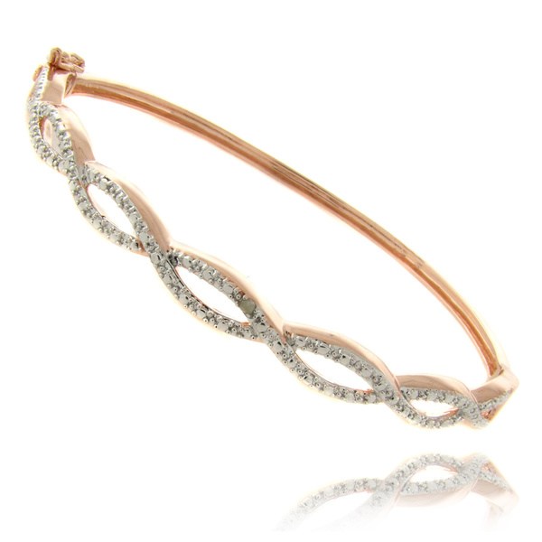 Finesque 14k Yellow or Rose Overlay Diamond Accent Infinity Bangle Bracelet (7 Inch)