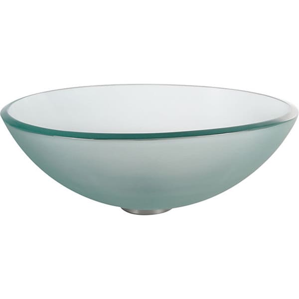 KRAUS Glass Vessel Sink in Frosted with Pop-up Drain and Mounting Ring