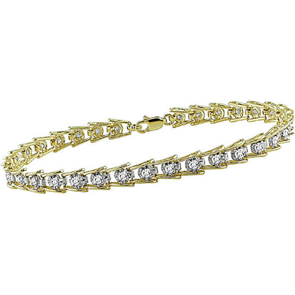 Miadora 10k Gold 1ct TDW Diamond Tennis Bracelet