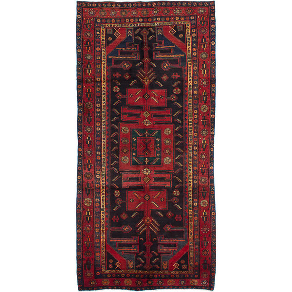 ECarpetGallery Koliai Blue/Red Wool Hand-knotted Rug (5' X 10'5) (Blue, Red Dark Navy, Red Rug (5' X 10'))