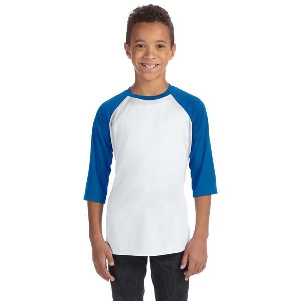 For Team 365 Boys' White/Sport Royal Blue Polyester Baseball T-shirt