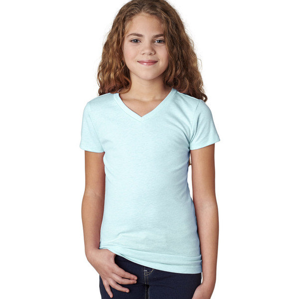 Next Level Girls' Ice Blue the Adorable CVC V-Neck T-shirt