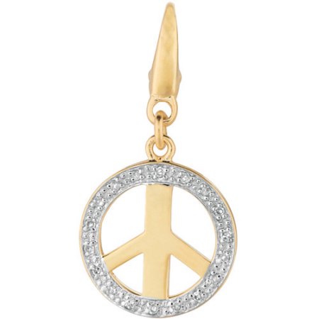 Gold Over Silver Diamond Accent Peace Sign Charm