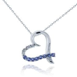 Glitzy Rocks Sterling Silver Diamond Accent and Tanzanite Heart Necklace
