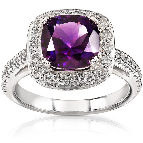 Annello by Kobelli 14k White Gold 1/2ct Diamond Amethyst Ring (9)