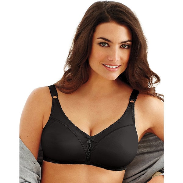 Bali Women's Double Support Black Nylon Wirefree Bra