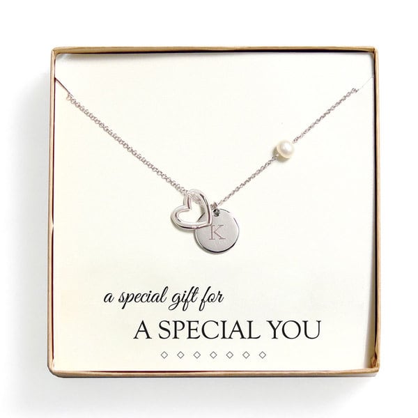 Monogram Special You Open Heart Charm Party Necklace - N, White/Silver