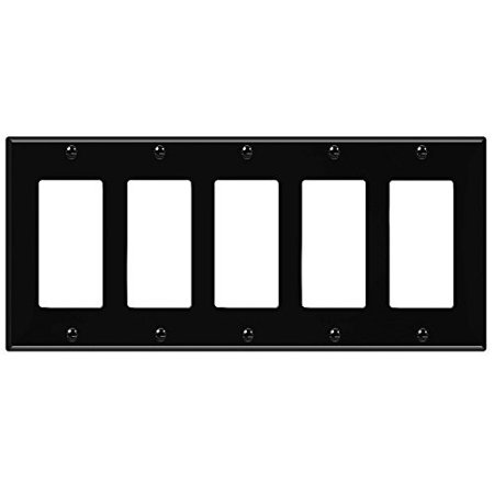 ENERLITES Decorator Light Switch or Receptacle Outlet Wall Plate  Gloss Finish  Size 5-Gang 4.50  X 10.03   Polycarbonate Thermoplastic  8835-BK  Blac