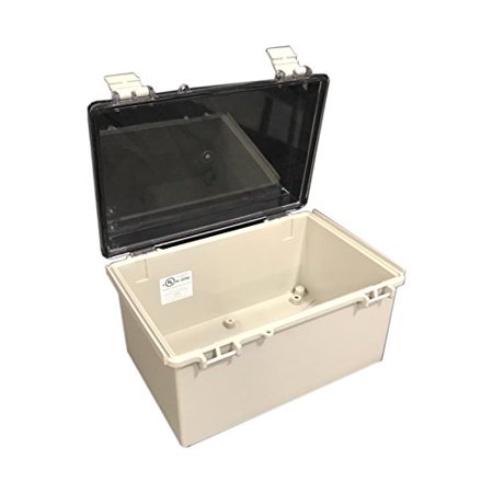 BUD Industries NBF-32218 Plastic Indoor NEMA Economy Box with Clear Door  11-51/64  Length X 7-55/64  Width X 6-9/32  Height  Light Gray Finish